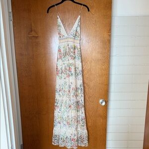 Alice + Olivia Floral Maxi Dress - Cream and Multicolor